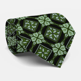 Green & Black Tatreez Henna Thobe Print Muster Krawatte