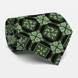 Green & Black Tatreez Henna Thobe Print Muster Krawatte