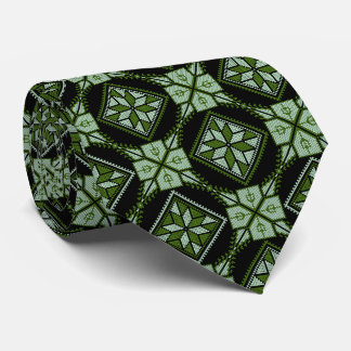 Green & Black Tatreez Henna Thobe Print Muster Krawatte