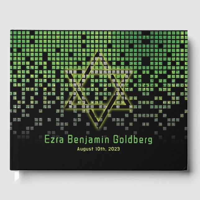 Green Black Video Game Gamer Bar Mitzvah Gästebuch (Vorderseite)