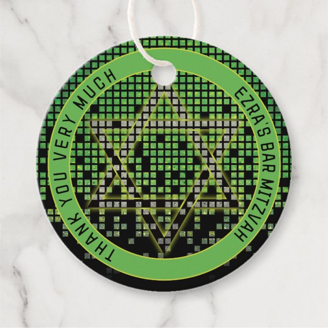 Green Black Video Game Gamer Bar Mitzvah Geschenkanhänger (Vorderseite)