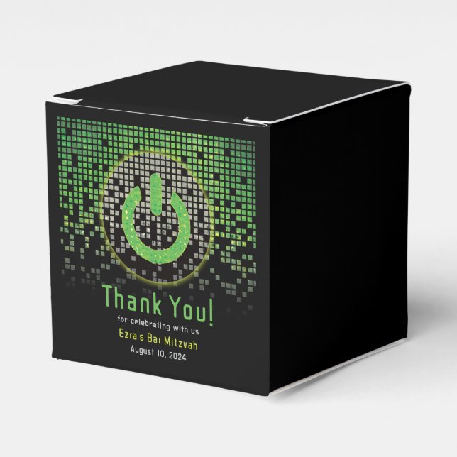 Green Black Video Game Gamer Bar Mitzvah Geschenkschachtel (Vorderseite)