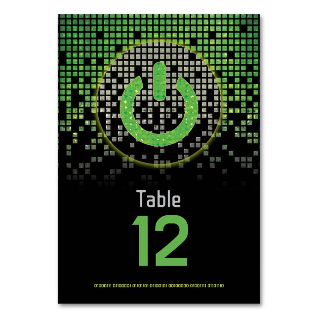 Green Black Video Game Gamer Bar Mitzvah Tischnummer (Vorderseite)