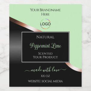 Green Black Wavy Rose Gold mit Logo-Produktkennzei Weinetikett