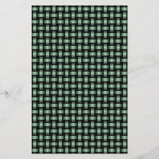 Green Black Weave Pattern Briefpapier (Vorderseite)