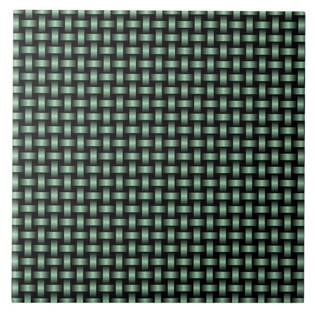 Green Black Weave Pattern Fliese (Vorderseite)