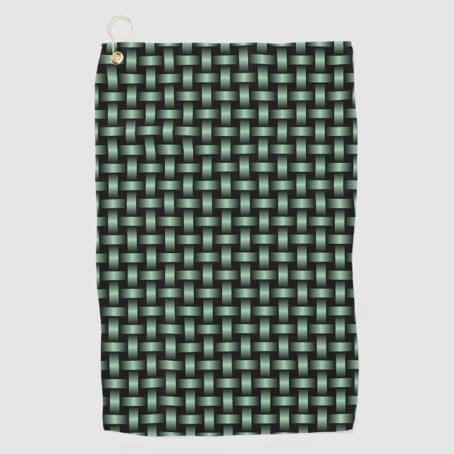 Green Black Weave Pattern Golfhandtuch (Vorderseite)