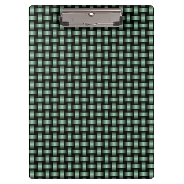 Green Black Weave Pattern Klemmbrett (Vorderseite)
