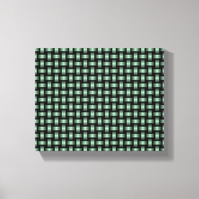 Green Black Weave Pattern Leinwanddruck (Vorderseite)