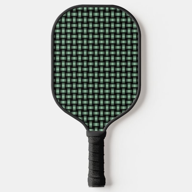 Green Black Weave Pattern Pickleball Schläger (Vorderseite)