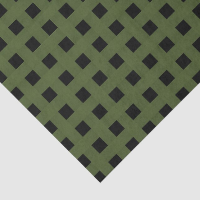 Green Black Weave Pattern Seidenpapier (Detail)