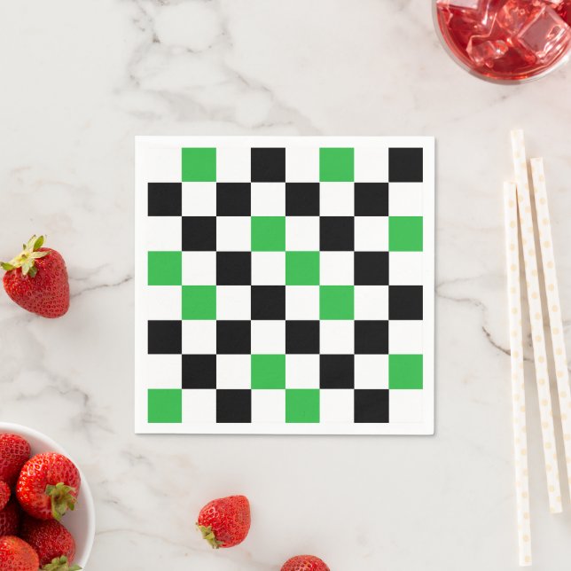 Green Black White Checkered Pattern Design  Serviette (Beispiel)