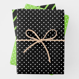 Green, Black & White Geschenkpapier Set