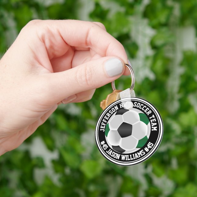 Green, Black & White Soccer ⚽ Schlüsselanhänger (Hand)