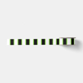 Green, Black & White Stripes Satinband