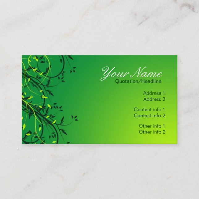 Green Blätter Business Card Visitenkarte (Vorderseite)