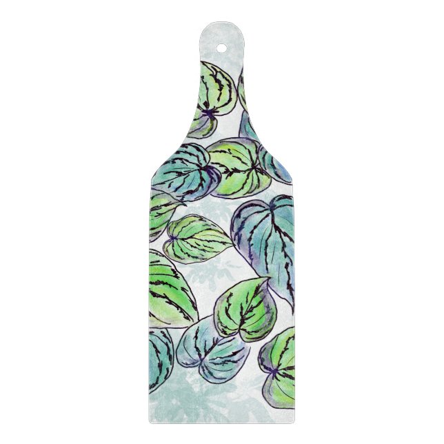 Green Blätter Glass Cutting Board Schneidebrett (Vorderseite)
