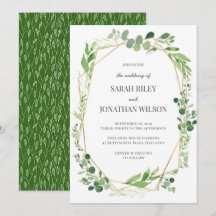 Green Blätter gold Terrarium Hochzeitseinladung