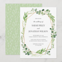 Green Blätter gold Terrarium Hochzeitseinladung