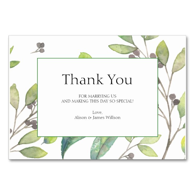 Green Blätter Hochzeit danke Ihnen Karte (Vorderseite)