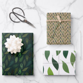 Green Blätter Muster Wrapping Paper Set