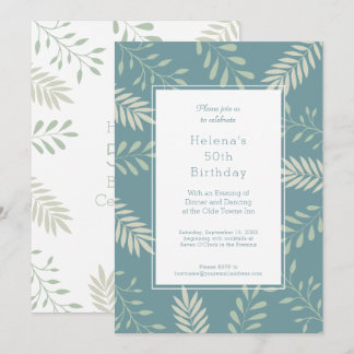 Green Blätter Natural Garden 50. Geburtstagsparty Einladung