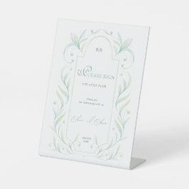 Green Blätter Wedding Guest Book Sockelschild