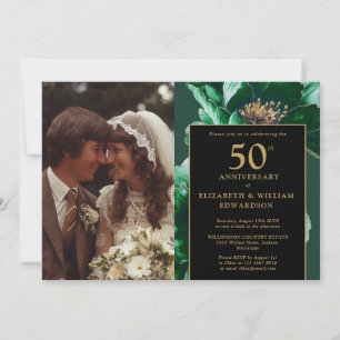 Green Bloral Black and Gold 50 Jahre Foto Einladung