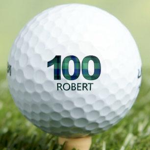 Green Blue 100. Geburtstag - 100 Jahre kariertes G Golfball