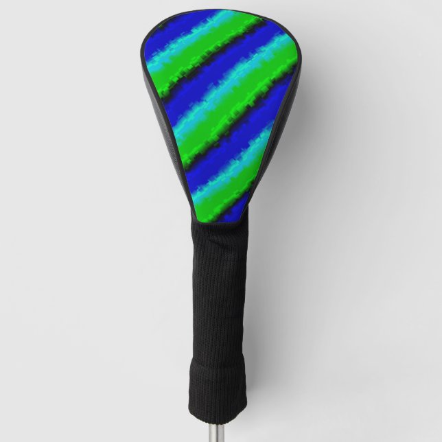 Green Blue abstrakt 3D Regenbogenmuster Golf Headcover (Vorderseite)