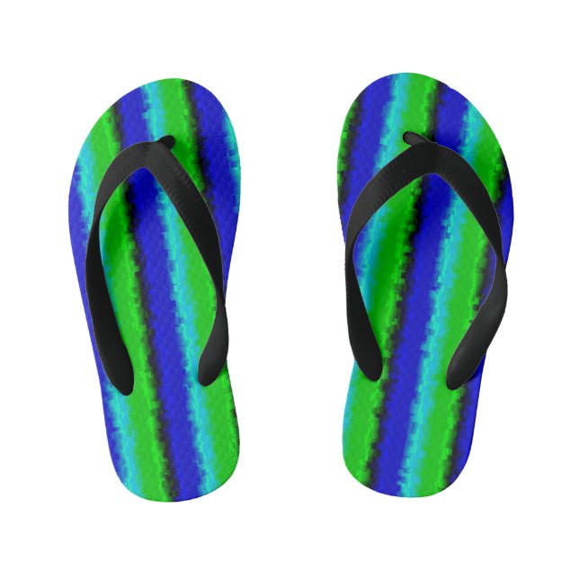 Green Blue abstrakt 3D Regenbogenmuster Kinderbadesandalen (Fußbett)