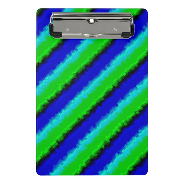 Green Blue abstrakt 3D Regenbogenmuster Mini Klemmbrett (Vorderseite)