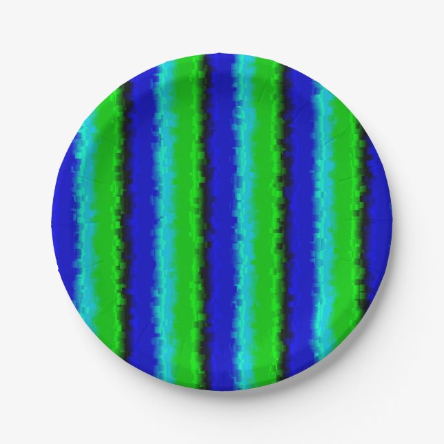 Green Blue abstrakt 3D Regenbogenmuster Pappteller (Vorderseite)