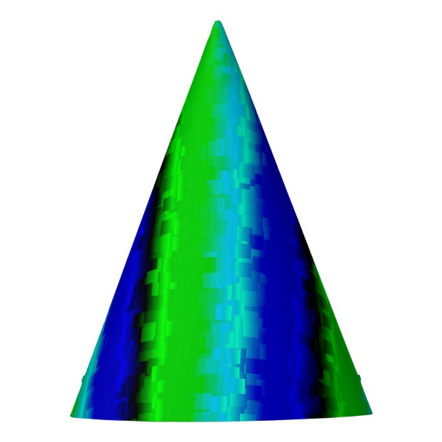 Green Blue abstrakt 3D Regenbogenmuster Partyhütchen (Vorderseite)