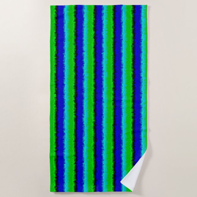 Green Blue abstrakt 3D Regenbogenmuster Strandtuch (Vorderseite)