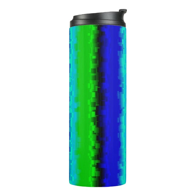 Green Blue abstrakt 3D Regenbogenmuster Thermosbecher (Nach links gedreht)