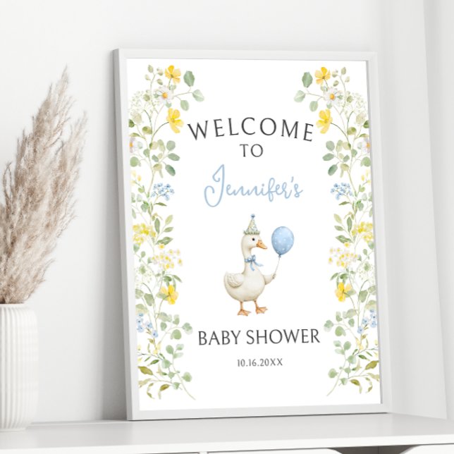 Green Blue Albern Gänse Baby Dusche Begrüßungszeic Poster (Von Creator hochgeladen)