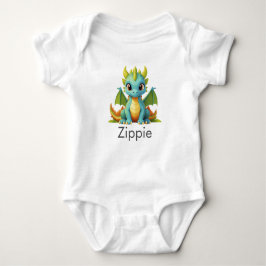 Green Blue Baby Dragon Fantasy Art Bodysuit Strampler
