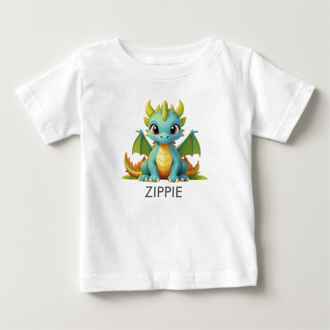 Green Blue Baby Dragon Personalisiert Baby T - Shi Baby T-shirt (Vorderseite)