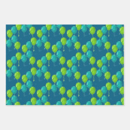 Green Blue Balloons Design Geschenkpapier Set