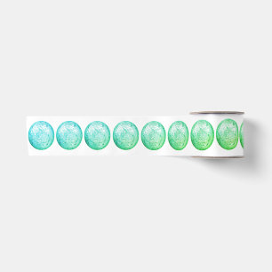 Green Blue Balls auf weißem Band Satinband