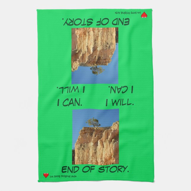 Green Blue Brown Red Tree Herz I Can Geschirrtuch (Vertikal)