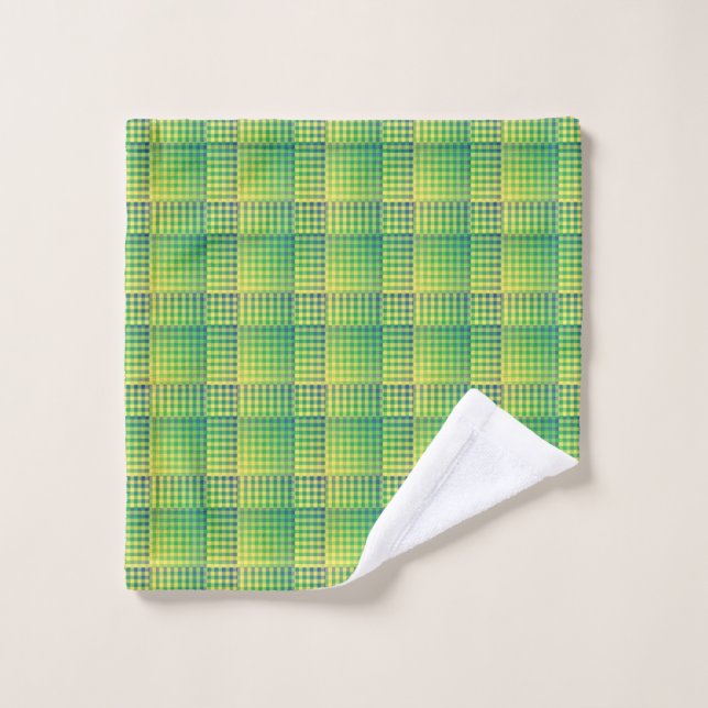 Green Blue Checker Abstract Pattern (Gant de toilette)
