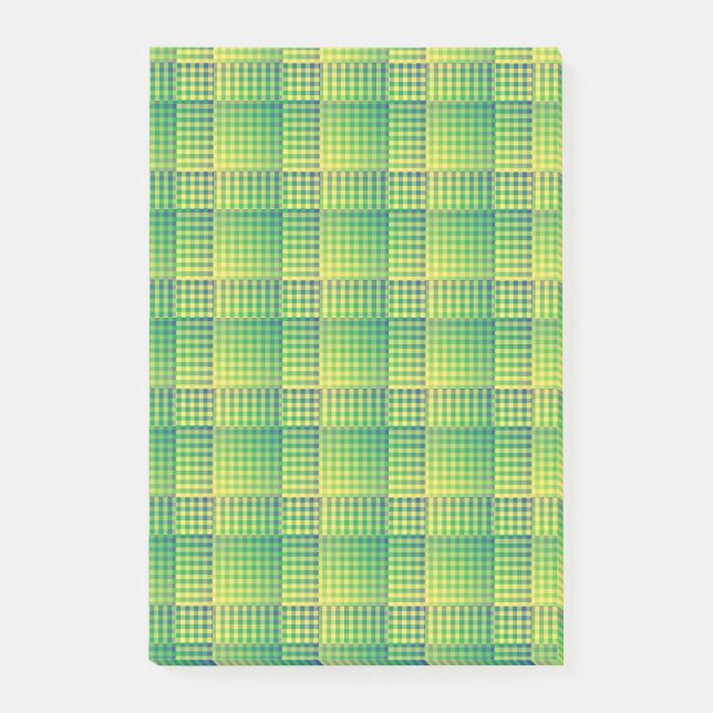 Green Blue Checker Abstract Pattern Post-it Klebezettel (Vorderseite)