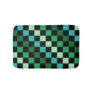 Green Blue Checkered Gingham Pattern Badematte