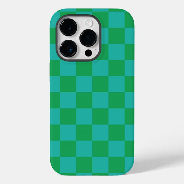 Green Blue Checkered Gingham Pattern Case-Mate iPhone 14 Pro Hülle (Rückseite)
