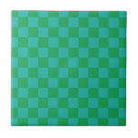 Green Blue Checkered Gingham Pattern Fliese<br><div class="desc">Green Blue Checkered Gingham Pattern</div>