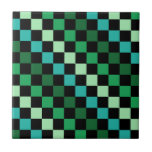 Green Blue Checkered Gingham Pattern Fliese<br><div class="desc">Green Blue Checkered Gingham Pattern</div>
