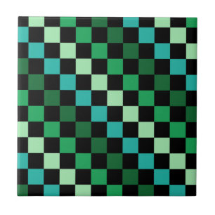 Green Blue Checkered Gingham Pattern Fliese