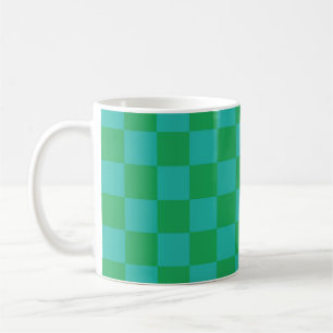 Green Blue Checkered Gingham Pattern Kaffeetasse